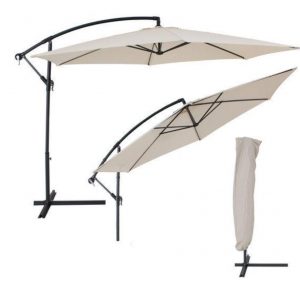 Aluminium zweefparasol 350 cm beige + UV-bescherming 400622