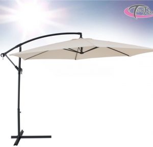 Aluminium zweefparasol 350 cm beige + UV-bescherming 400622