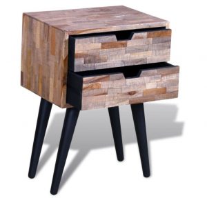 Nachtkastje met twee lades gerecycled teak