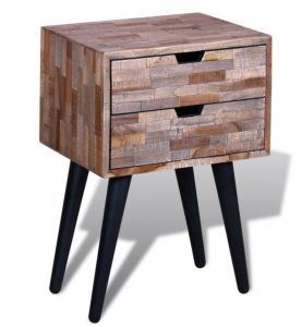 Nachtkastje met twee lades gerecycled teak