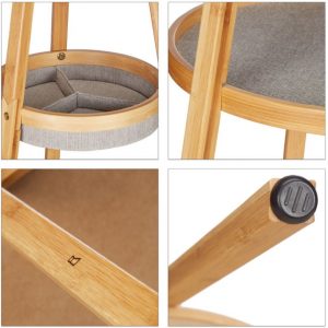 relaxdays Kapstok met plateau - bamboe kledingrek - vrijstaande garderobe met 6 haken