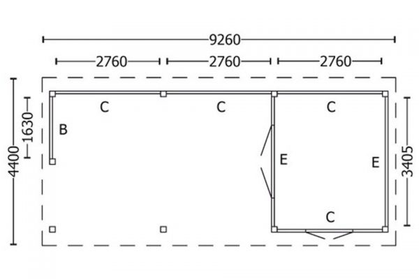 Nvt Tuinhuis / Blokhut Trendhout Buitenverblijf Zadeldak XL 9260mm F