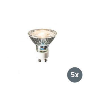 Set van 5 GU10 LED lamp COB 3W 230LM 2700K