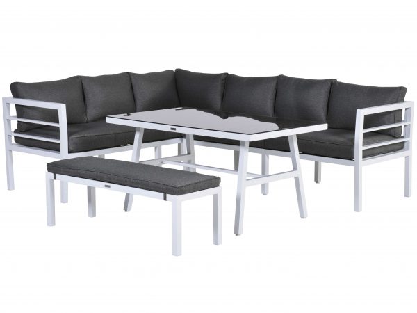 Blakes hoek dining loungeset 4-delig aluminium wit