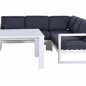 Cube hoek dining loungeset 4-delig aluminium wit