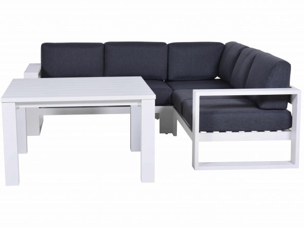 Cube hoek dining loungeset 4-delig aluminium wit