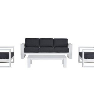 Cube stoel-bank loungeset 4-delig wit aluminium