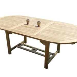 Ovaal uitschuifbare dining tuintafel 120-170x120xH76 cm teakhout