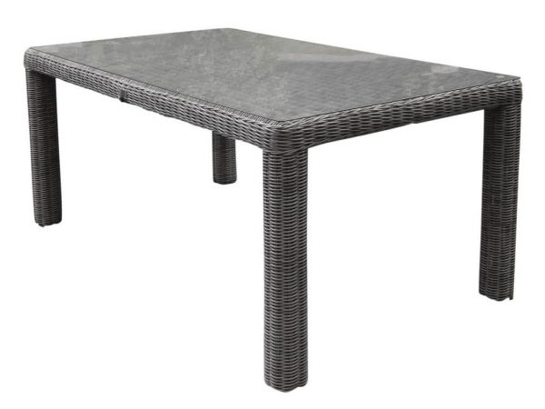 Bergamo dining tuintafel 180x100xH78 cm wit grijs met glasplaat