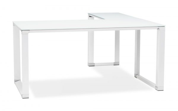 Kokoon Design hoekbureau 'Warner' glas, maat 160 x 170 cm, kleur Wit