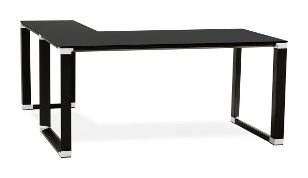 Kokoon Design hoekbureau 'Warner' glas, maat 160 x 170 cm, kleur Zwart