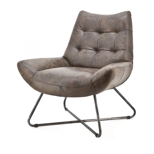 Eleonora Fauteuil 'Pedro' Leder, kleur donkerbruin