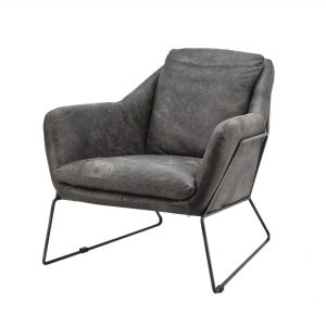 Eleonora Fauteuil 'Antonio' Leder, kleur antraciet