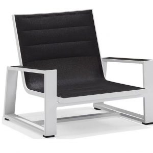 York lounge stoel alu white + black textileen