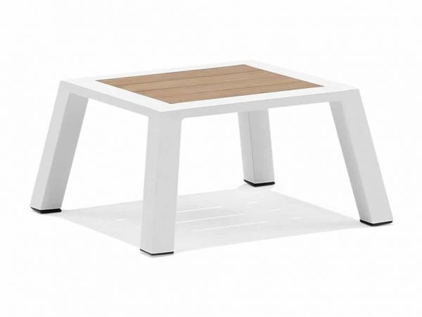 York bijzettafel 57x50x28 alu white/teak