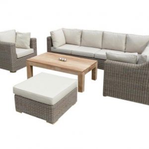 Tenerife corner loungeset + stoel + hocker + teak koffietafel