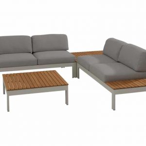 Mistral hoek loungeset 4-delig teak lichtgrijs