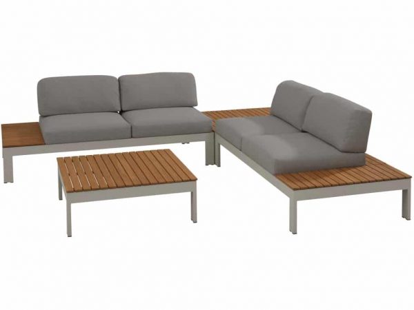 Mistral hoek loungeset 4-delig teak lichtgrijs