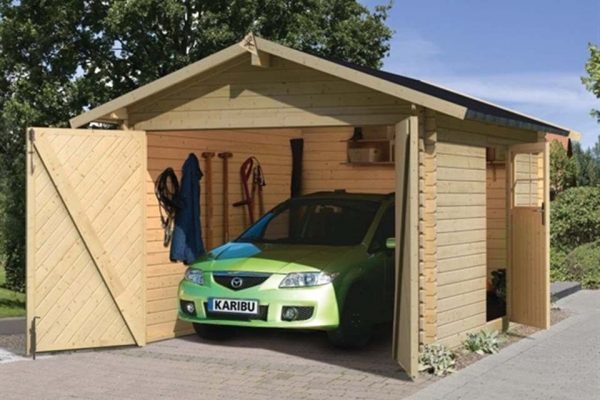 Nvt 2-bay Garage eiken exclusieve tuinhuizen met veranda