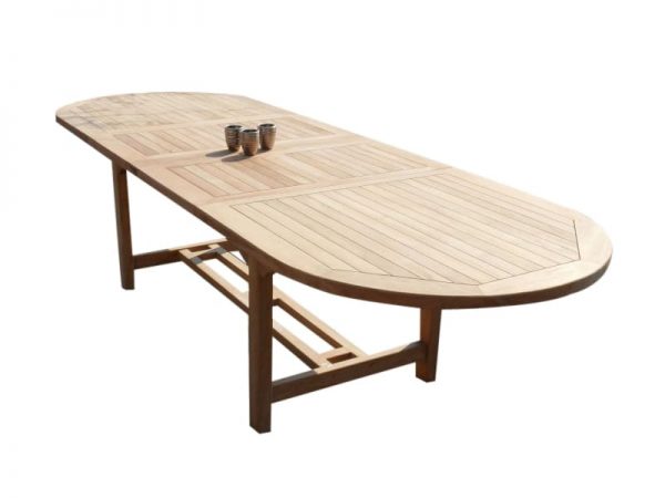 Ovaal uitschuifbare dining tuintafel 160-210x90xH76 cm teakhout bladdikte 4 cm