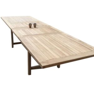 Rechthoekig 2 x uitschuifbare dining tuintafel 200-250-300x100xH77,5 cm teakhout zware uitvoering.