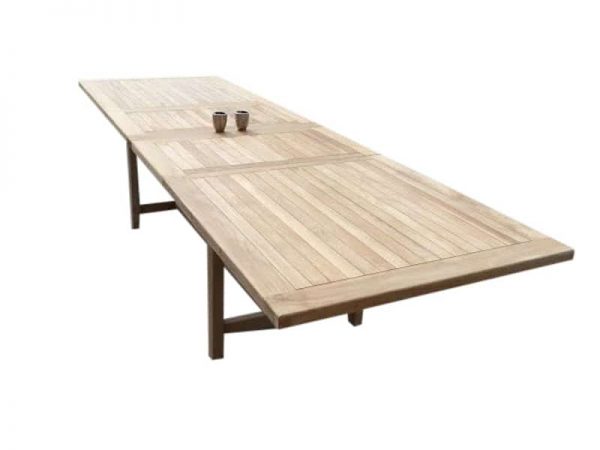 Rechthoekig 2 x uitschuifbare dining tuintafel 200-250-300x100xH77,5 cm teakhout zware uitvoering.