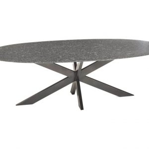 Berlijn dining tuintafel 220x110xH74 cm 2cm graniet ovaal black diamond satinado