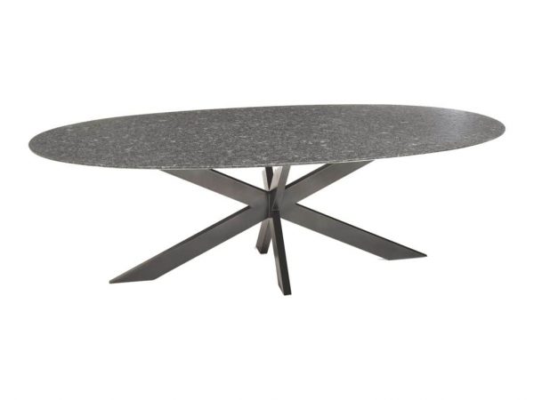 Berlijn dining tuintafel 220x110xH74 cm 2cm graniet ovaal black diamond satinado