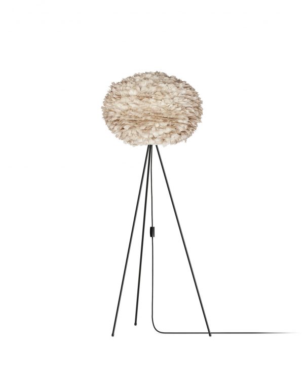 VITA lampen EOS Licht Bruin - Large ? 65 cm - Vloerlamp - Zwarte Tripod - Scandinavische verenlamp