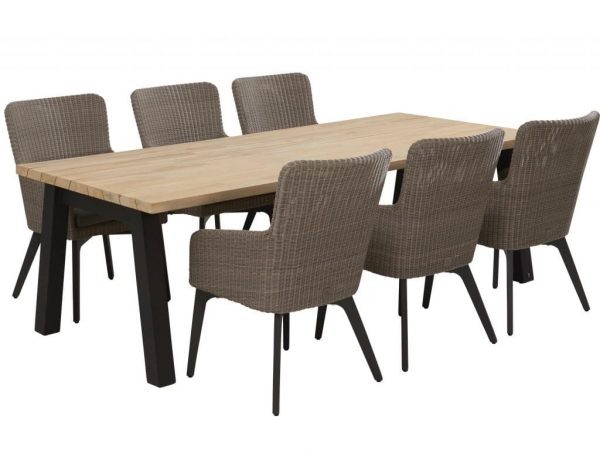 Derby Luxor dining tuinset 240x100xH76 cm 7-delig teak polyloom