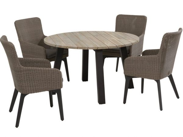 Derby Luxor dining tuinset 130xH75 cm 5-delig aluminium teak