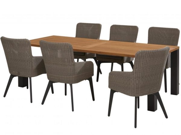 Union Luxor dining tuinset 240x95xH75 cm 7-delig teak polyloom