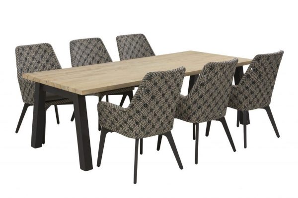 Derby Savoy dining tuinset 240x100xH76 cm 7-delig teak aluminium