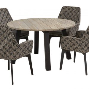 Derby Savoy dining tuinset 130xH75 cm 5-delig aluminium teak