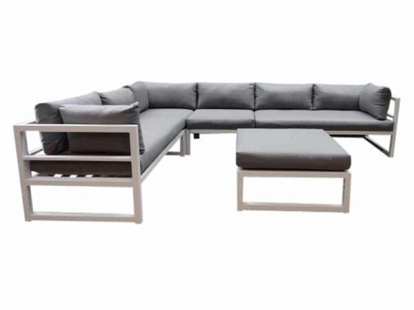 Fabri hoek loungeset 5-delig wit aluminium