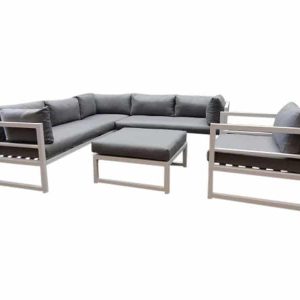 Fabri hoek loungeset 5-delig wit aluminium