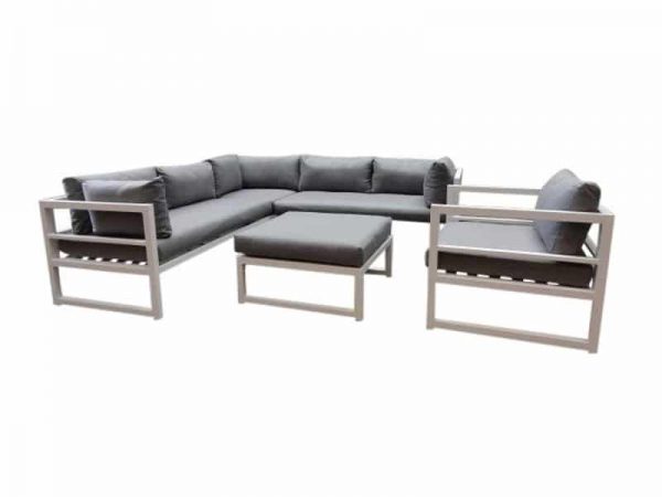 Fabri hoek loungeset 5-delig wit aluminium