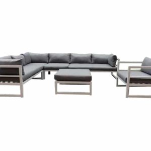 Fabri hoek loungeset 6-delig wit aluminium