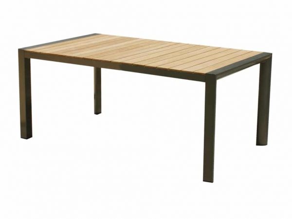 Cannes 220x100 aluminium tafel met teak tafelblad.