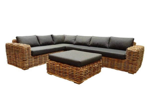 Sabuga hoek loungeset  5-delig naturel rotan