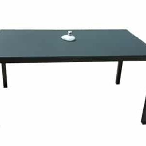 Genova 200x100x74 aluminium tafel met zwart veiligheids glas.