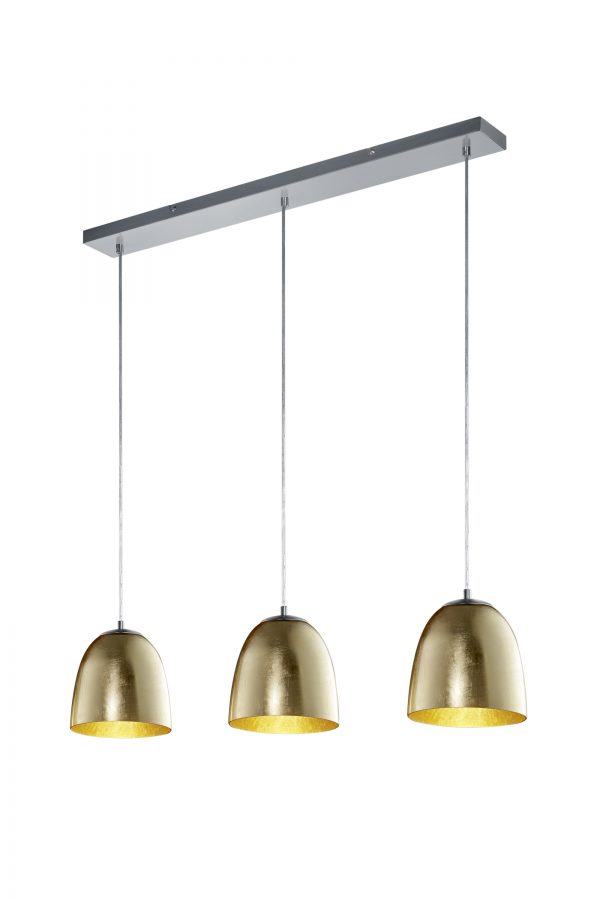 TRIO Hanglamp 'Ontario', 3-lamps, kleur Goud