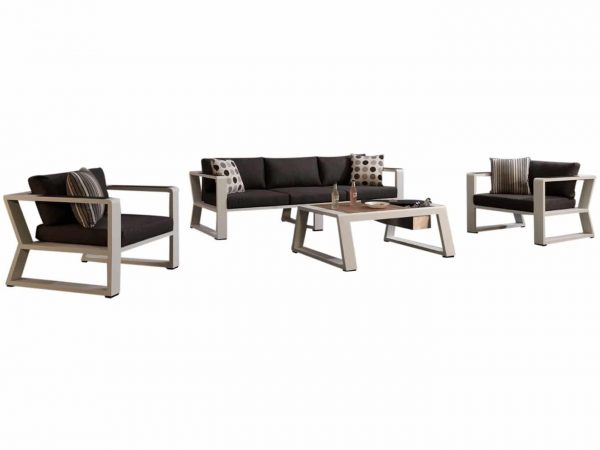 Exee stoel-bank loungeset 4-delig wit aluminium