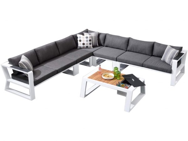 Exee hoek loungeset 6-delig wit aluminium