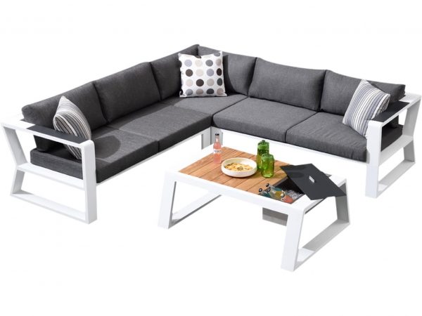 Exee hoek loungeset 4-delig wit aluminium