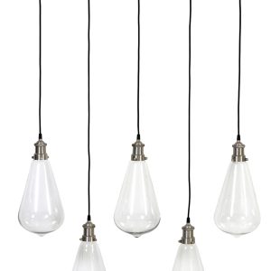 Light & Living Hanglamp 'Lavina' 5-Lamps, glas nikkel