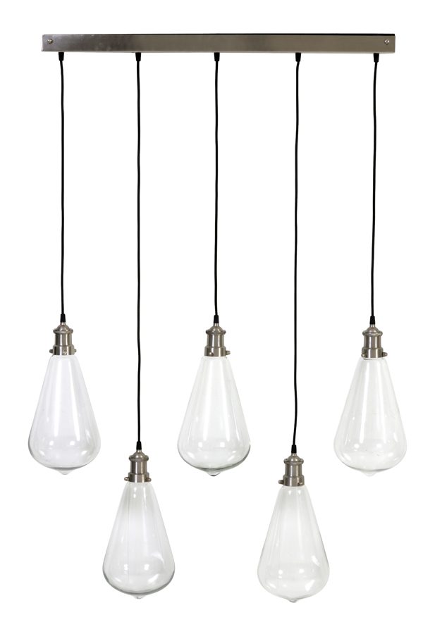 Light & Living Hanglamp 'Lavina' 5-Lamps, glas nikkel