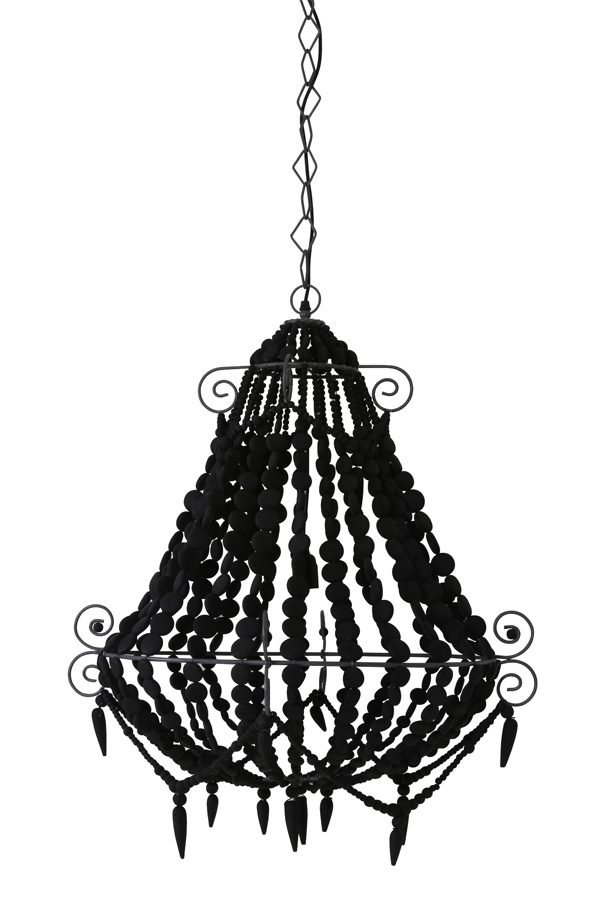 Light & Living Hanglamp 'Luca' kralen, hout zwart