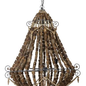 Light & Living Hanglamp 'Lola' kralen 3-Lamps, hout naturel