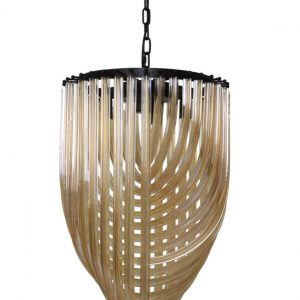 Light & Living Hanglamp 'Arabella' 4-Lamps, glas amber+zwart